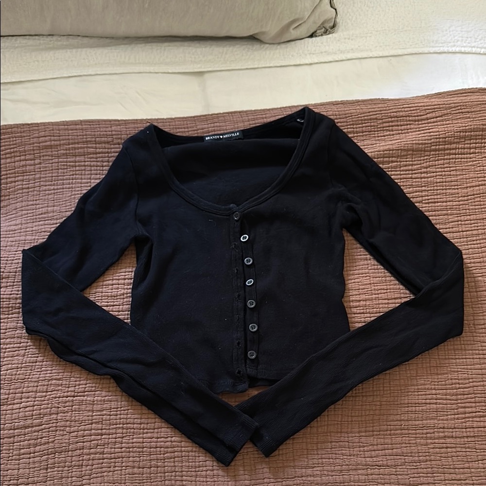 Brandy Melville | Black Long Sleeve Crop Top